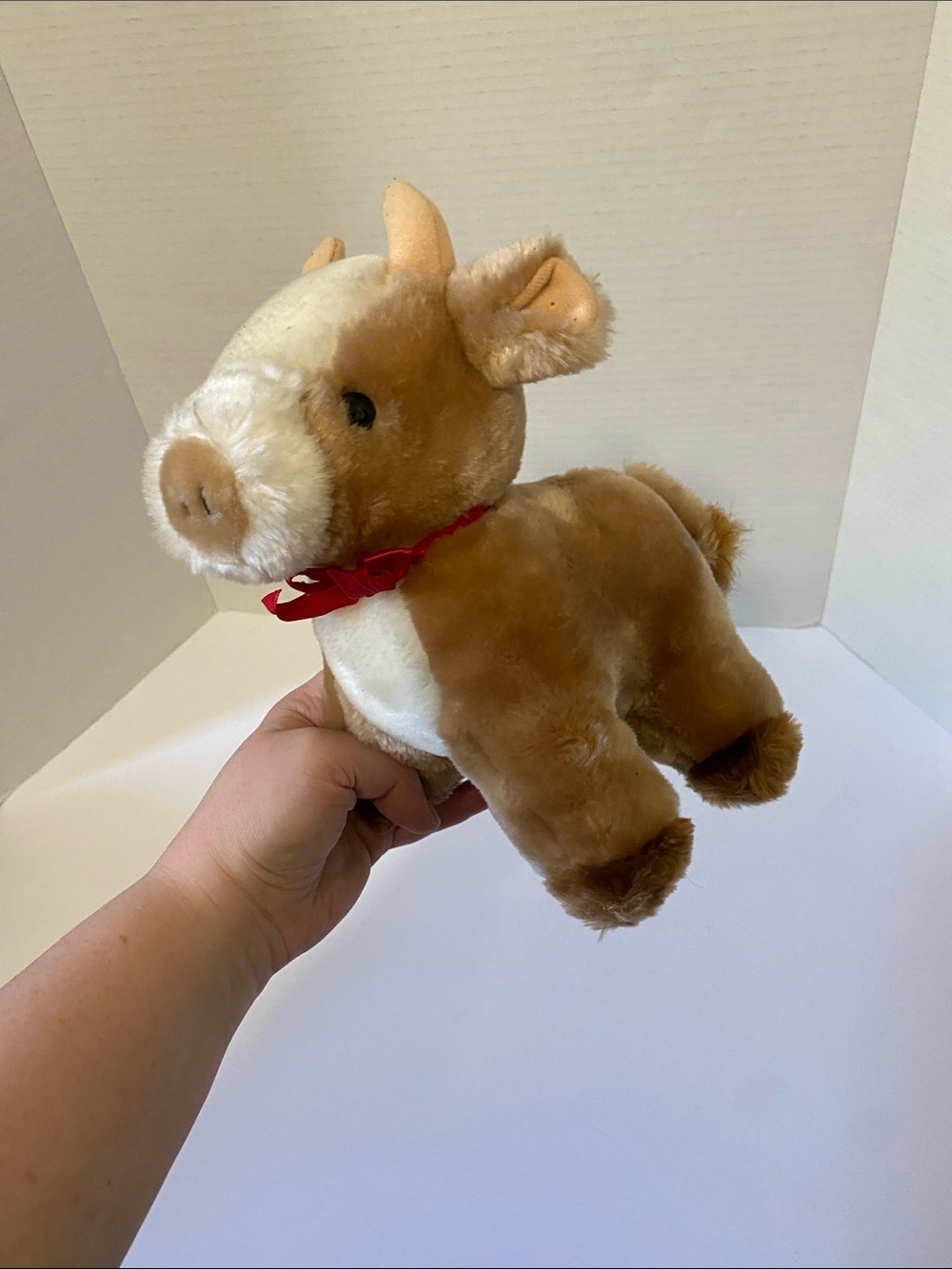 Vintage Jerry Elsner tan and white Moo Plush